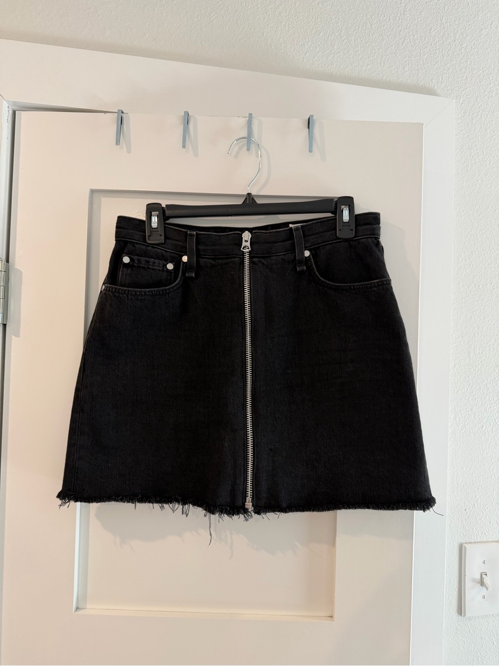 rag & bone Black Front-Zip Mini Skirt